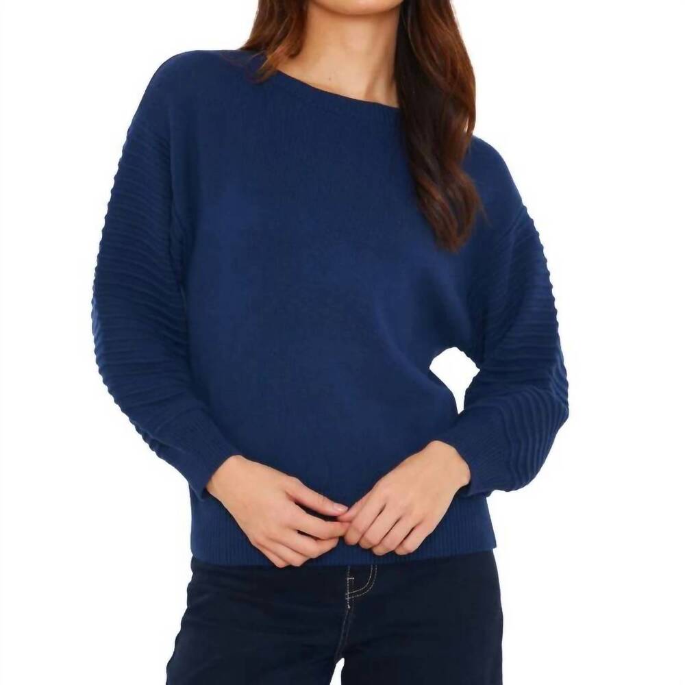NEW BRODIE CASHMERE textured balloon sleeve crew sweater in hello sailor
